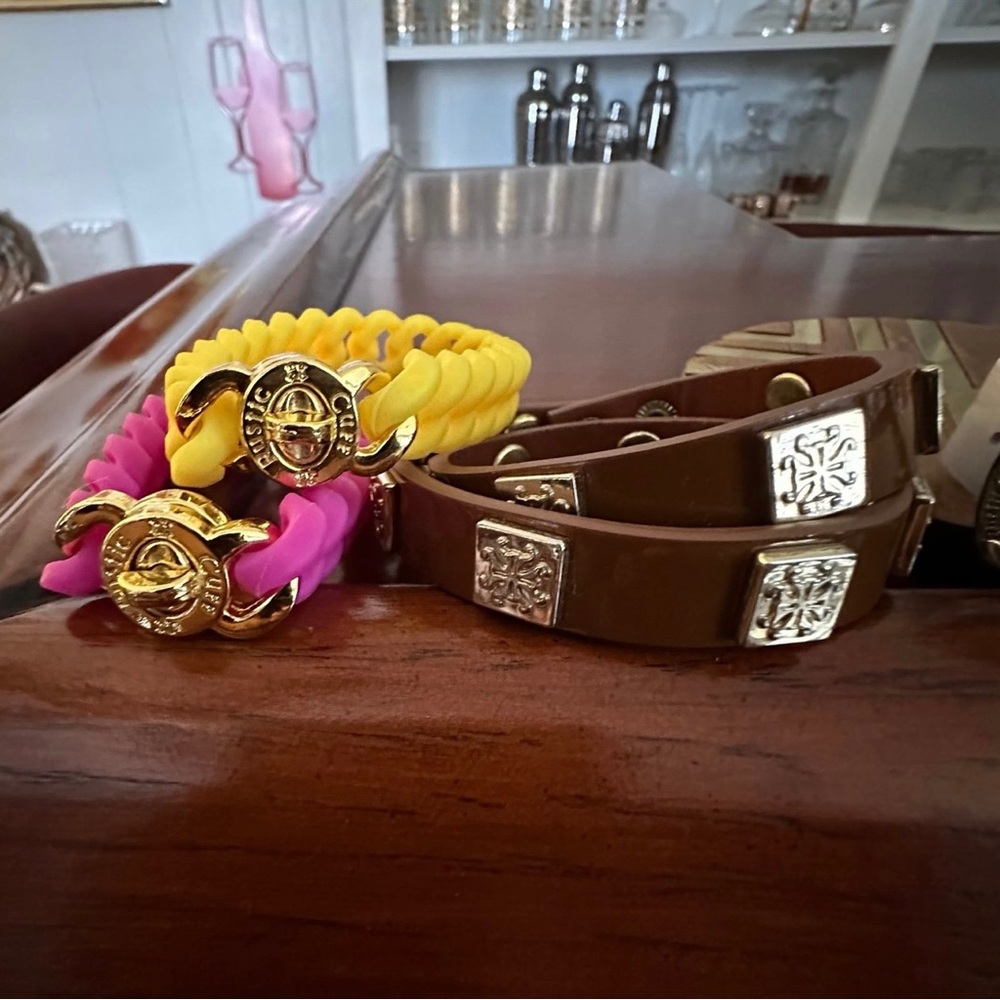Rustic Cuff Leather and Rubber Bracelet Lot - Picture 2 of 4